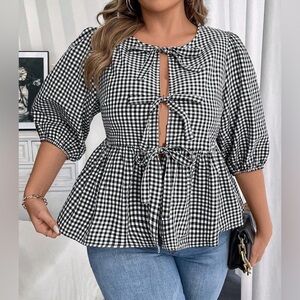 Black & White Gingham Women's Top